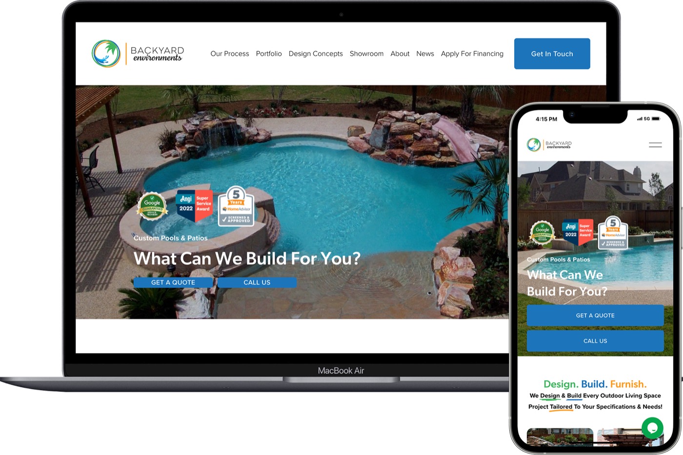 Lead generation website built by TMG for pool contractors